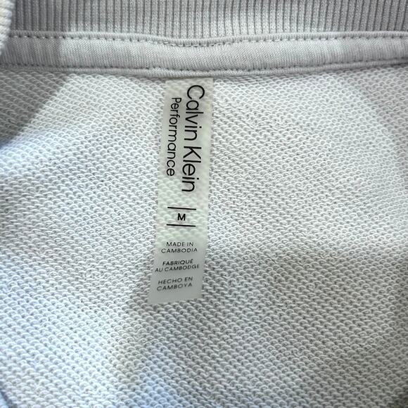 Calvin Klein Gray Cropped French Terry Sweatshirt Silver Metallic Logo - Picture 5 of 6